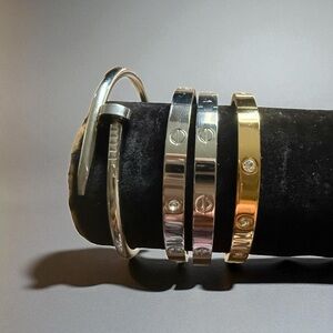 Elegant Silver and Gold Bracelet Set